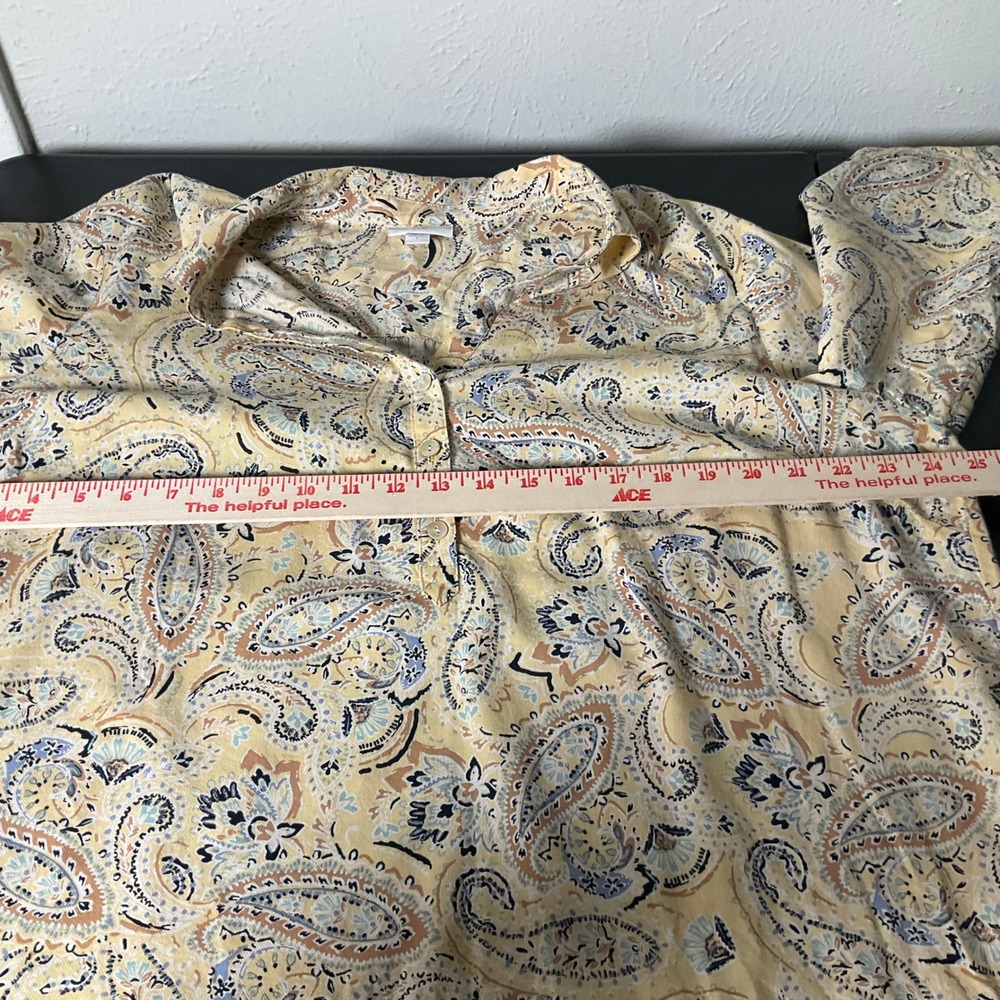 J.Jill Top Womens Sz L Paisley Print Button-Up Long Sleeve Collar Shirt Beige‎ - Picture 7 of 10